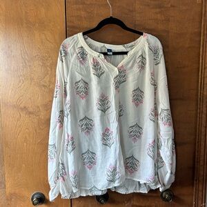 Floral Print White Blouse